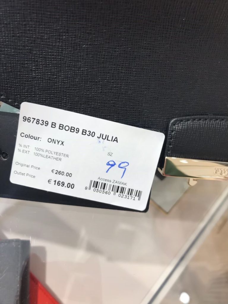 ミラノ アウトレット 戦利品(4)　フルラ(FURLA)　チェーンバック 値札