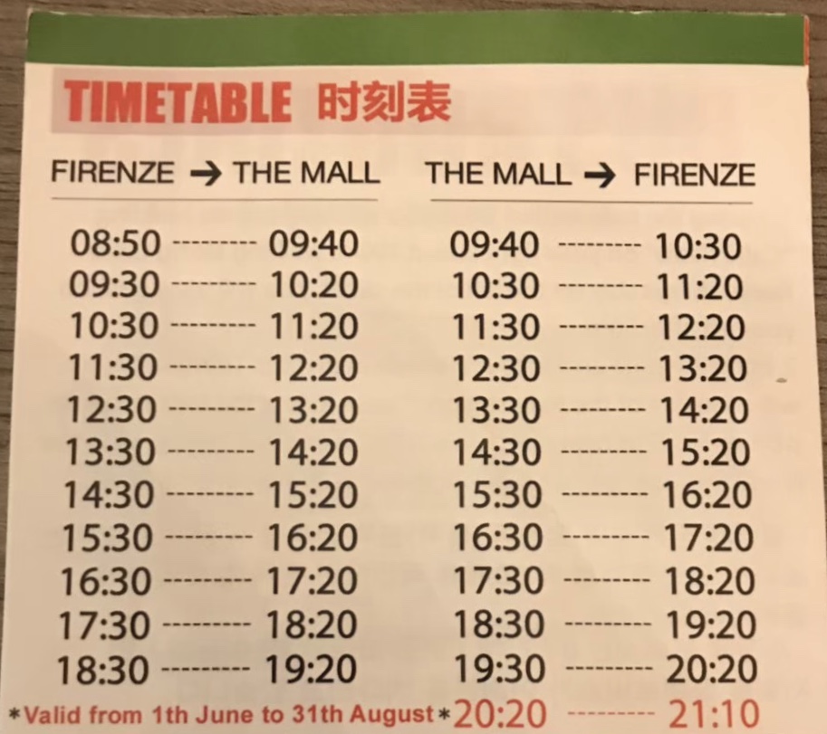 FIRENZI SERVIZI社の時刻表