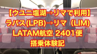 【ウユニ塩湖→リマで利用】ラパス(LPB)→リマ(LIM) LA2401便 搭乗体験記